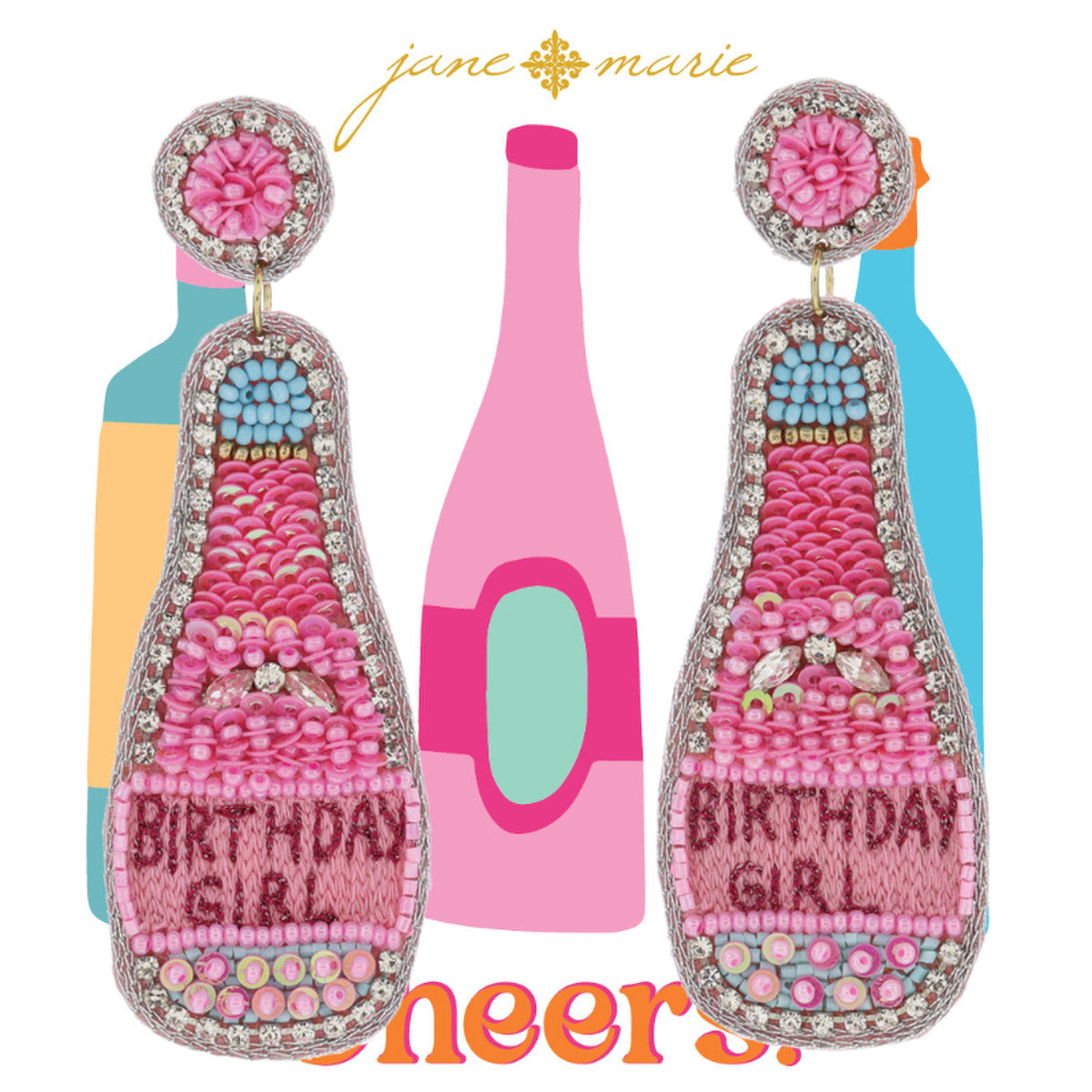 * Birthday Girl Champagne Bottle Earrings