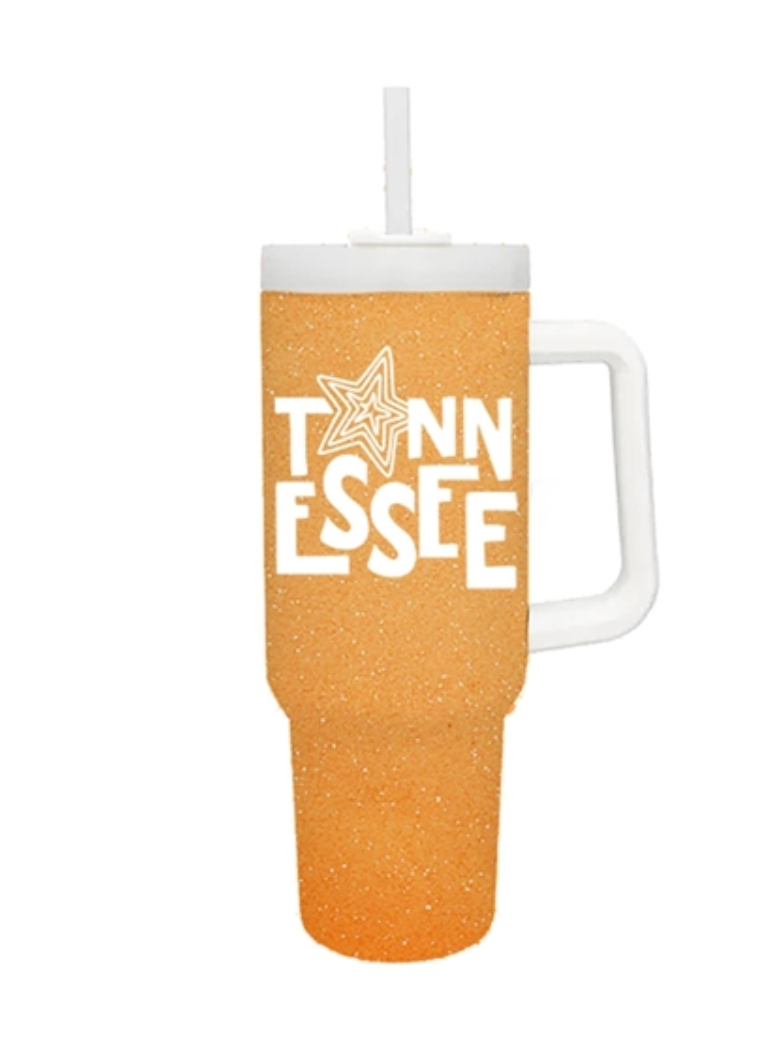 Load image into Gallery viewer, .Tennessee Orange Glitter Stainless Tumbler
