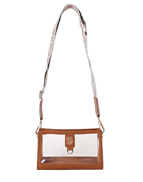 Brown Leather Clear Crossbody Bag
