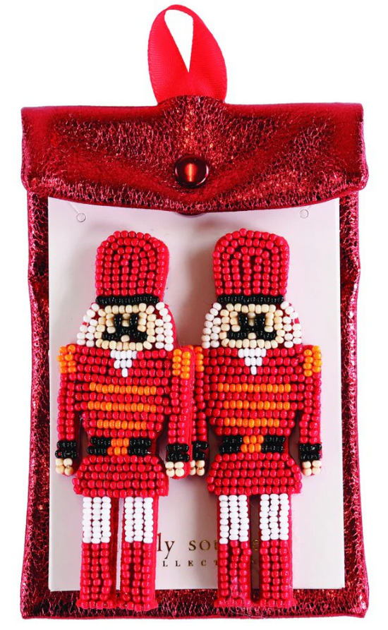 Red Nutcracker Beaded Earrings