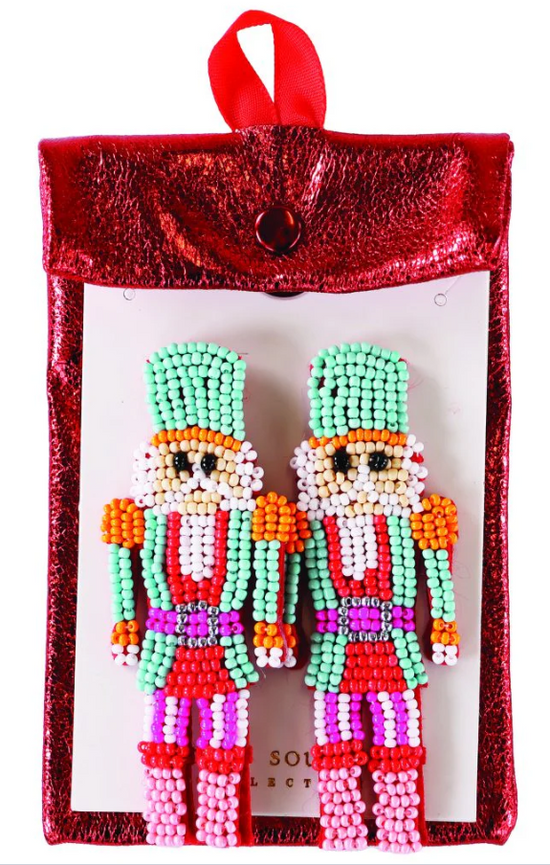 Pink Nutcracker Beaded Earrings