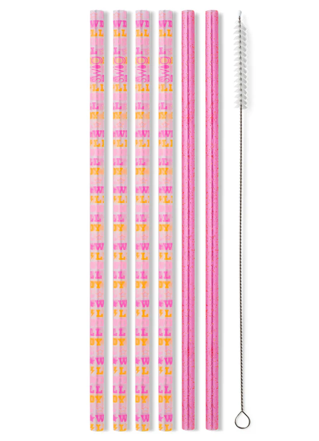 . Howdy Y'all and Pink Glitter Reusable Straws
