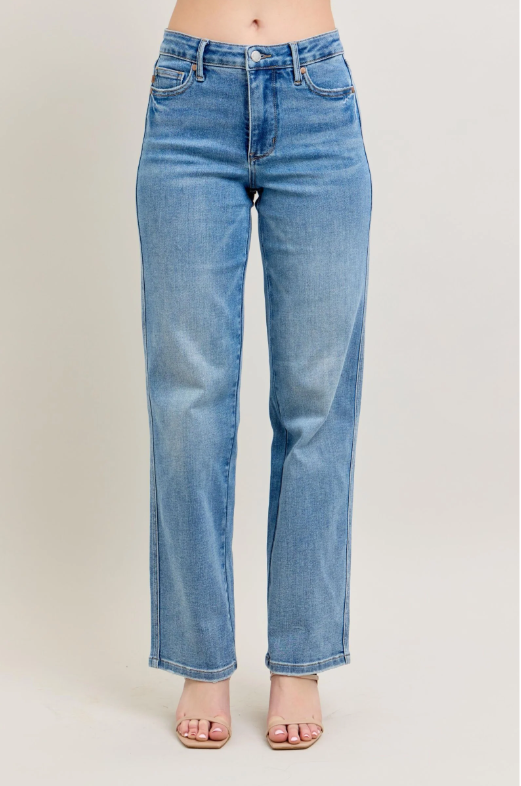 Judy Blue MR Tummy Control Vintage Wash Straight Jeans