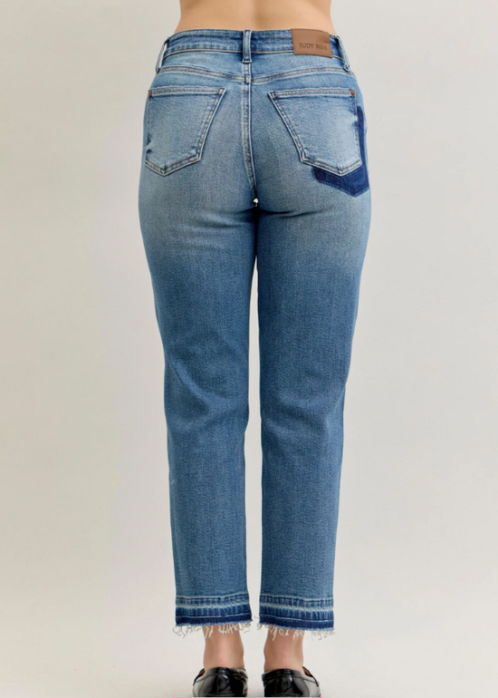 Judy Blue MR BF Patch & Repair Destroy Release Hem Denim Jeans
