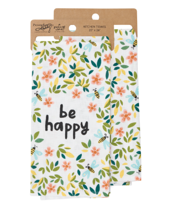 Floral Be Happy Kitchen Towel