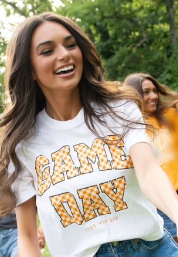 Game Day Checkered Tee Crop