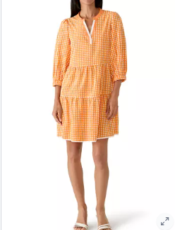 Cooper orange and white Gingham Dress
