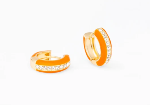 Aviana Orange and White Huggie Earrings