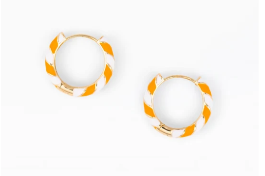 Paisley Orange and White Earrings
