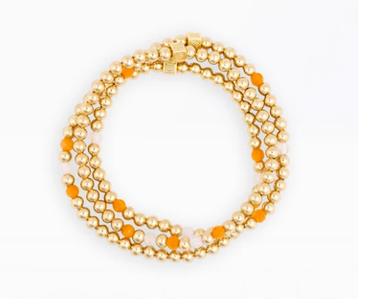 Lidia Beaded Orange and White Bracelet