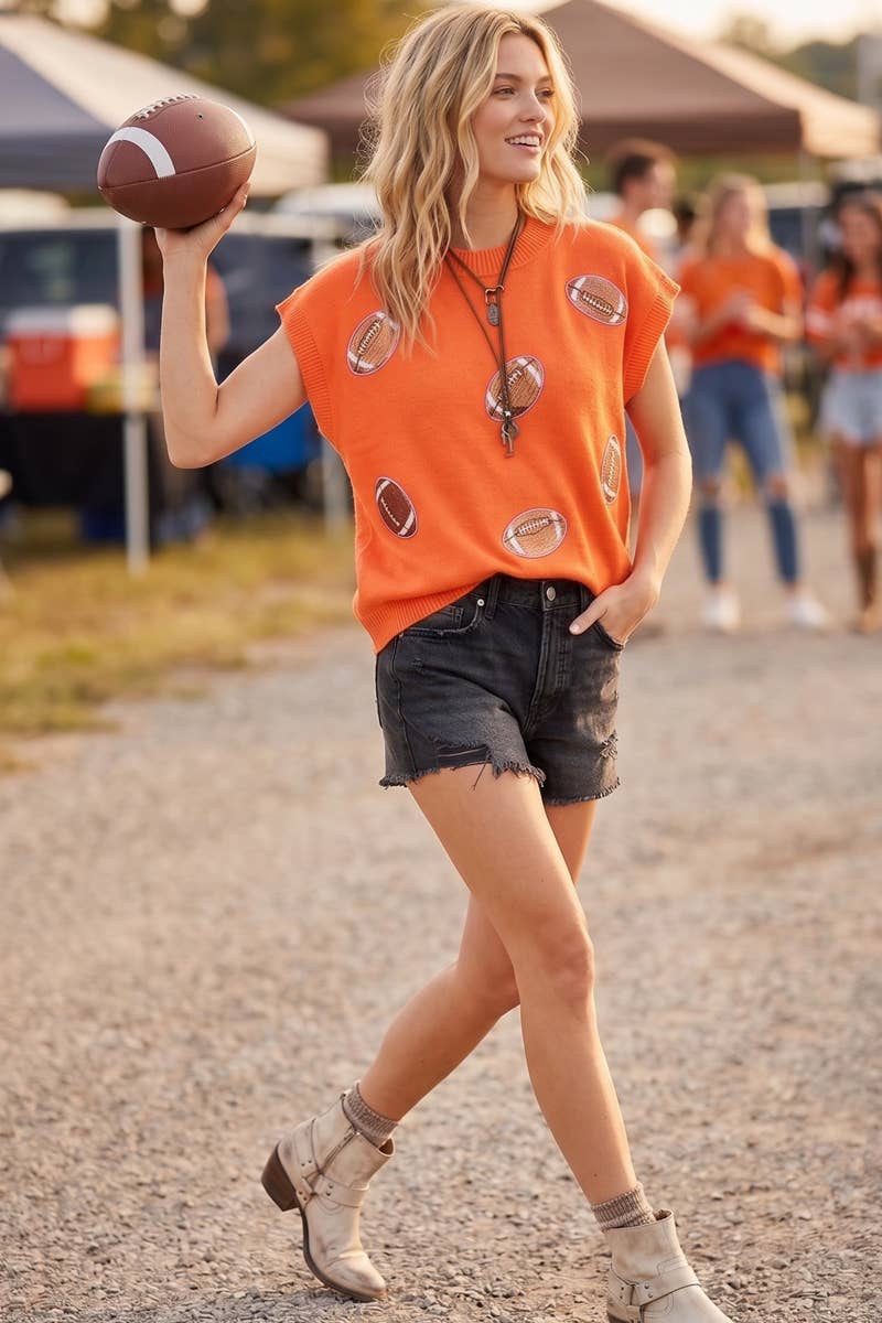Game Day Football Patch Sweater Top