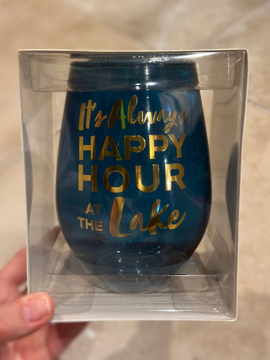 Load image into Gallery viewer, * Happy Hour Lake Jumbo Stemless Wine Glass
