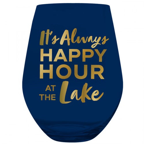 . Happy Hour Lake Jumbo Stemless Wine Glass