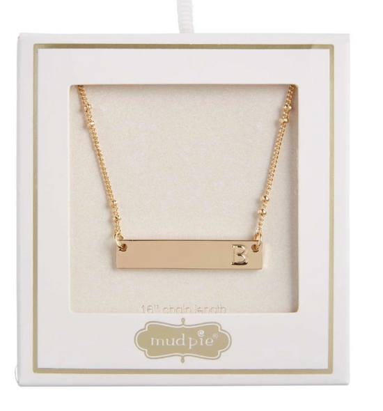 . MudPie Initial Bar Necklace