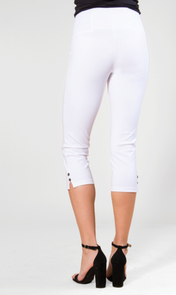 Simply Noelle Cropped 2 Button Pant in White Southern Bliss Boutique