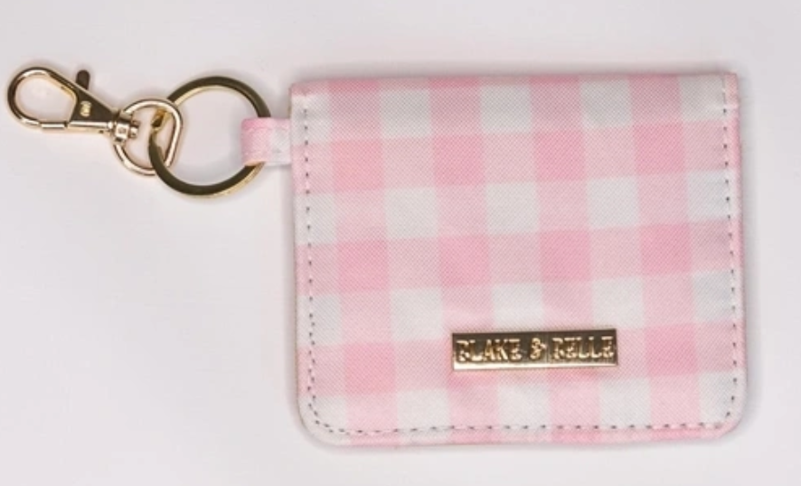 Pink Checkered Cardholder Keychain Keychain Cardholder 