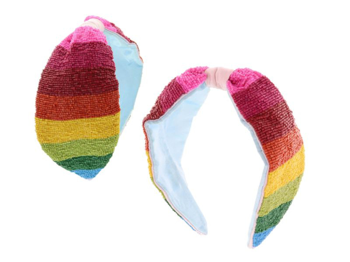 Load image into Gallery viewer, . Jane Marie Rainbow Stripe Beaded Headband
