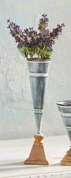 . Tin Bud Vase with Wooden Base