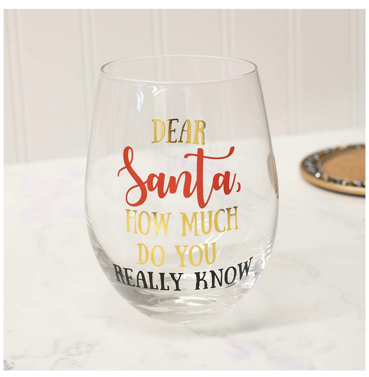 Dear Santa Wine Glass