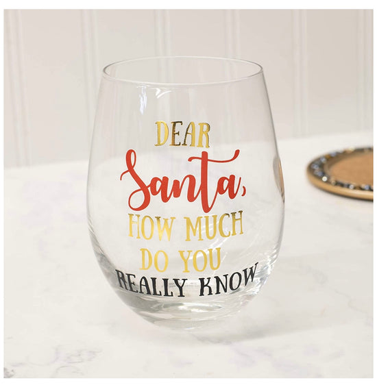 Dear Santa Wine Glass