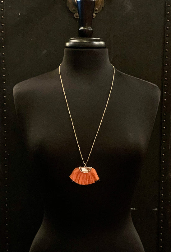 Orange Tassel Necklace