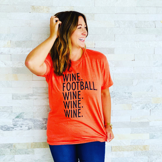 . Wine. Football Tee