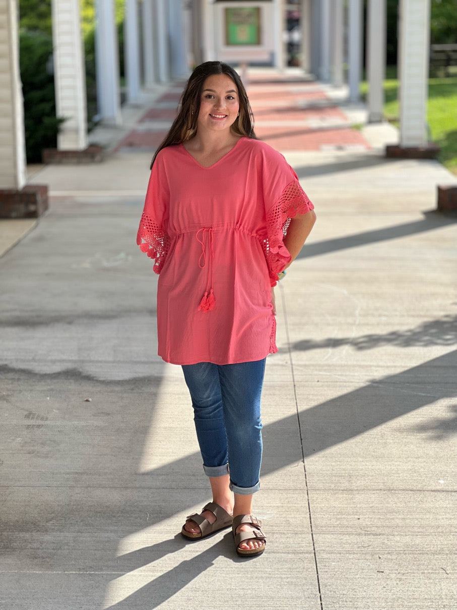 * Beach Fun Crochet Trim Tunic