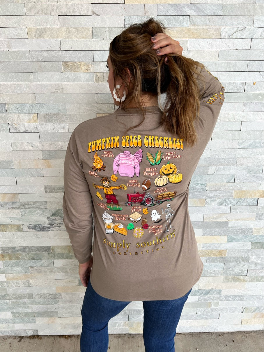 Pumpkin Spice Checklist Long Sleeve Tee