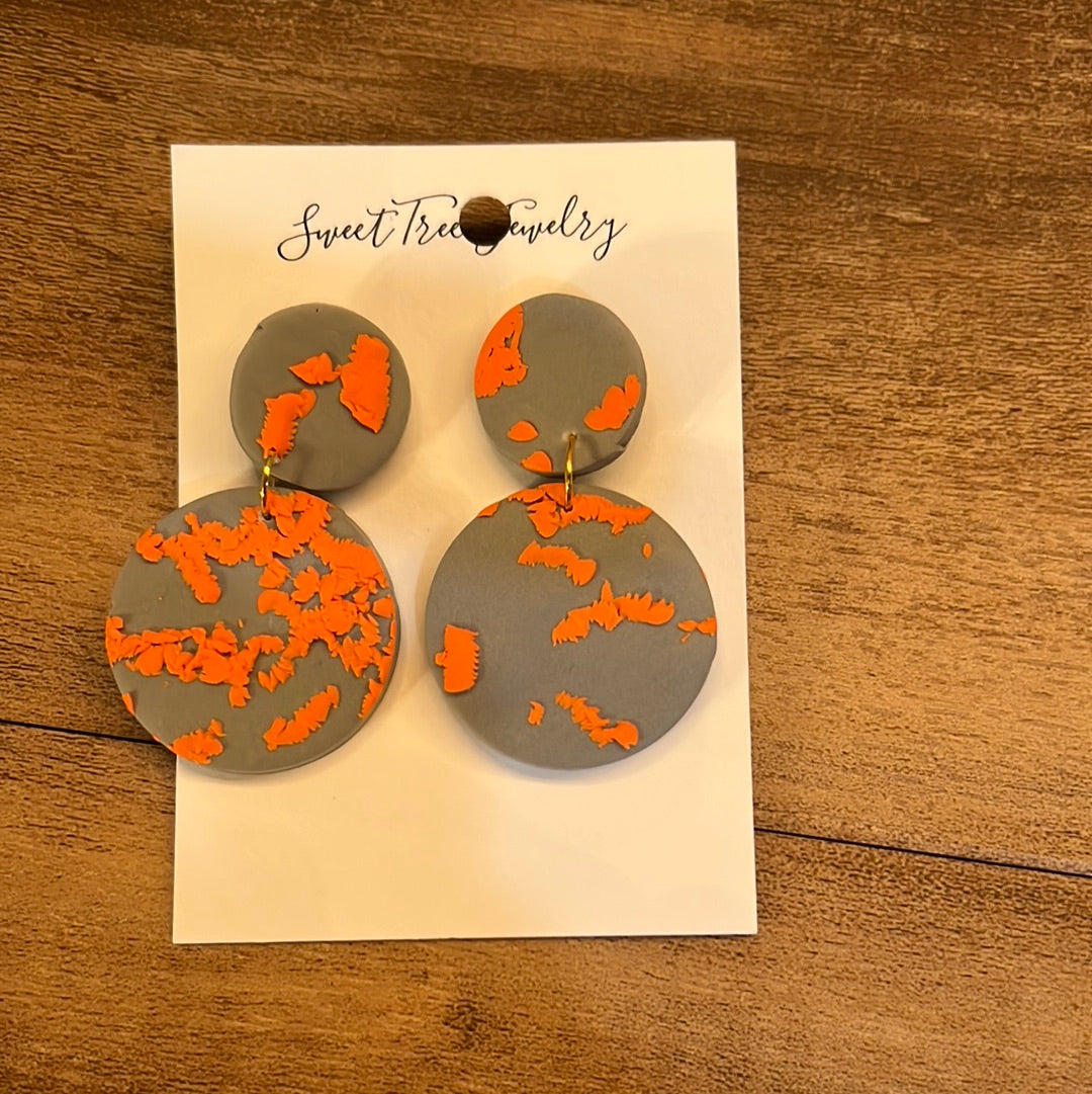 * Confetti Earrings in Gray and Orange