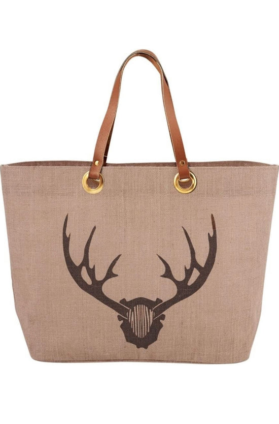 * Mud-Pie Stag Horn Jute Tote