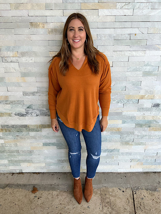 . Lovely Spirit Rust Waffle Tunic