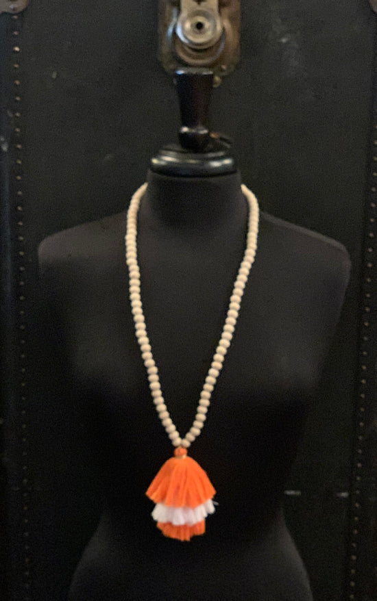 * Tennessee Wood Bead Necklace with Tassel