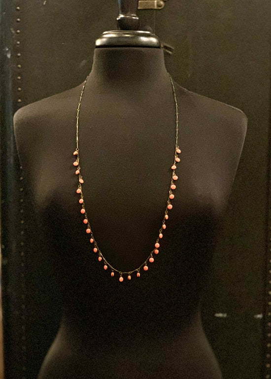 * Orange Coral Beaded Necklace