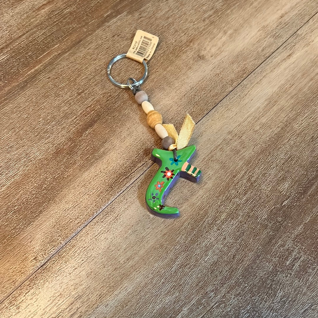 Load image into Gallery viewer, * Natural Life Initial Wooden Beaded Keychains
