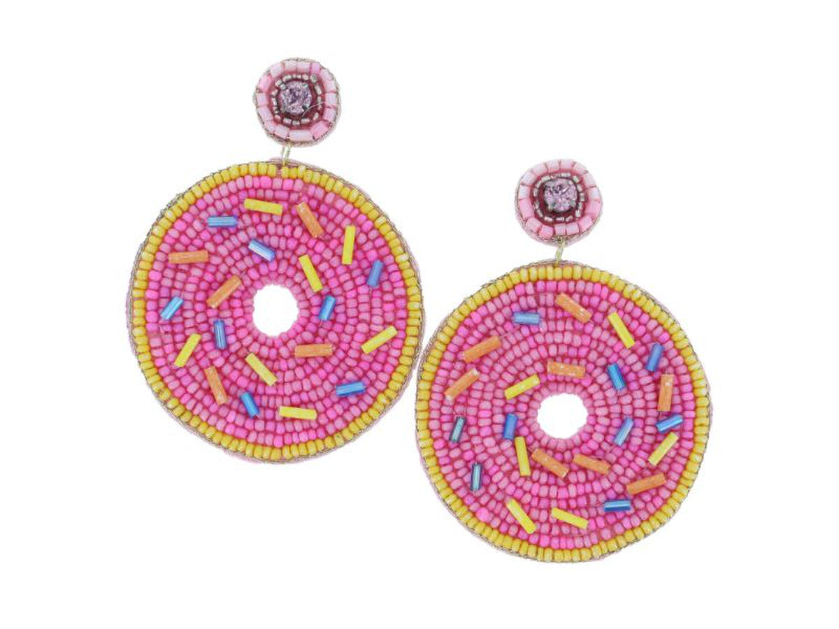 * Pink Donut Beaded Earrings