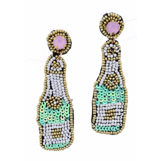 Load image into Gallery viewer, . Beaded Gold bottle earrings LC/OR
