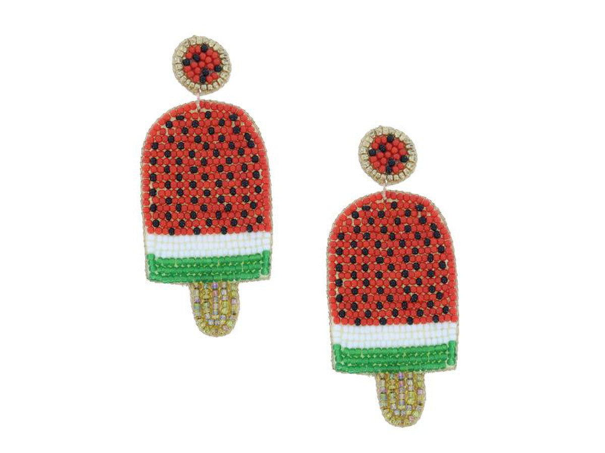 Load image into Gallery viewer, . Watermelon Popsicle Beaded Earring
